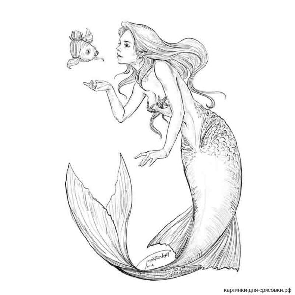 Русалка для срисовки