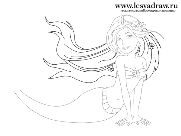 Рисунки карандашом Барби Русалка