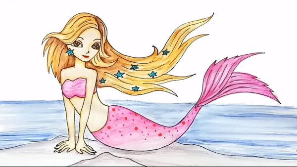 Барби Русалка карандашом