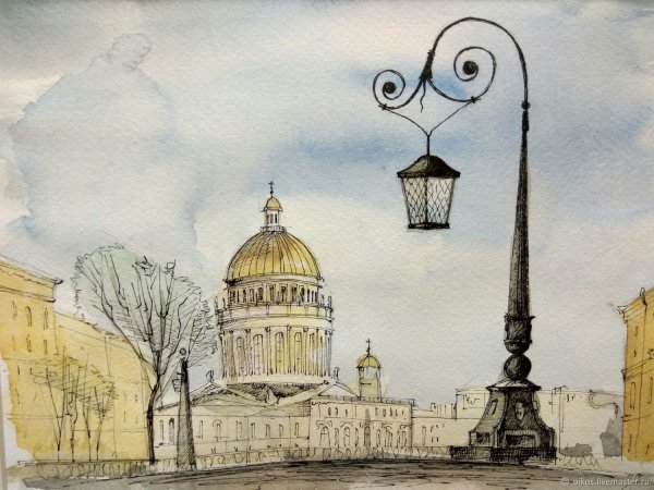Исаакиевский собор акварель
