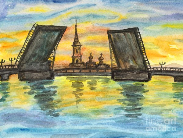 Пейзаж Санкт Петербург Петропавловская крепость разводной мост