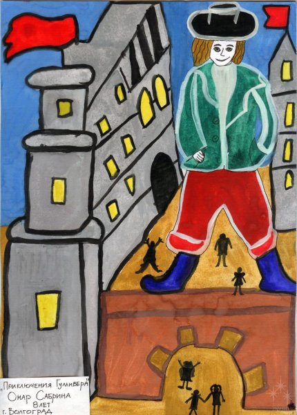 Путешествие Гулливера в Лилипутию рисунок