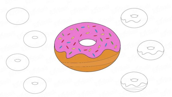 Пончик рисунок для срисовки