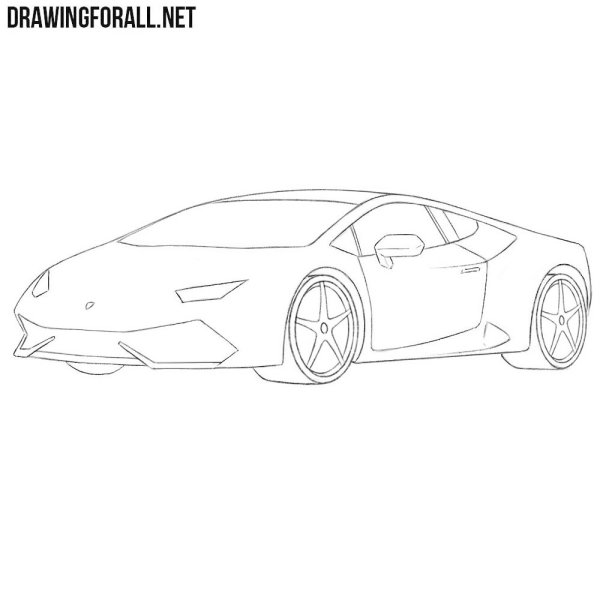 Lamborghini Aventador сбоку рисунок