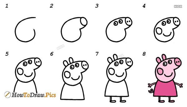 Свинка Пеппа рисунок легкий
