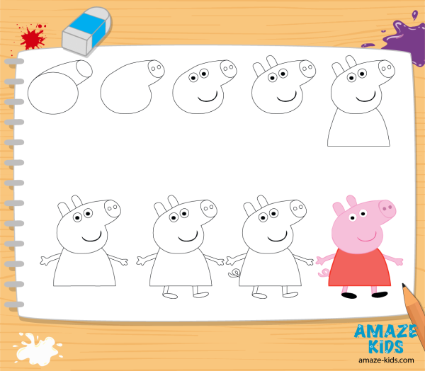 Свинка Пеппа рисовать