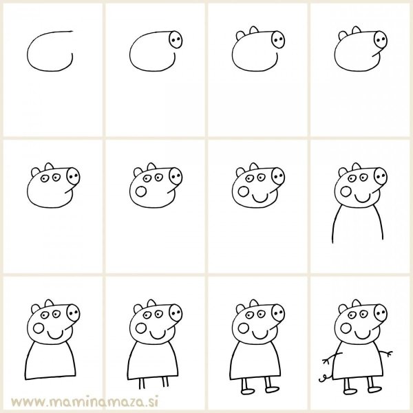 Свинка Пеппа рисунок для детей легкий