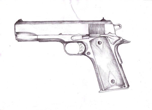 Чертеж пистолета ТТ С размерами из дерева 1 к 1