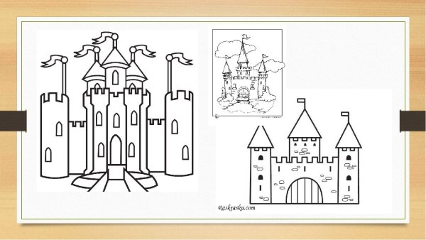 Замок в романском стиле карандашом