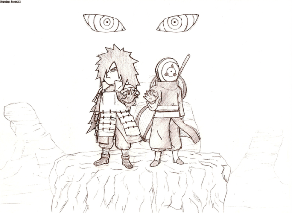 Раскраска аниме Наруто Мадара