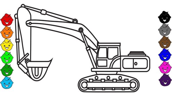 Экскаватор раскраска для малышей
