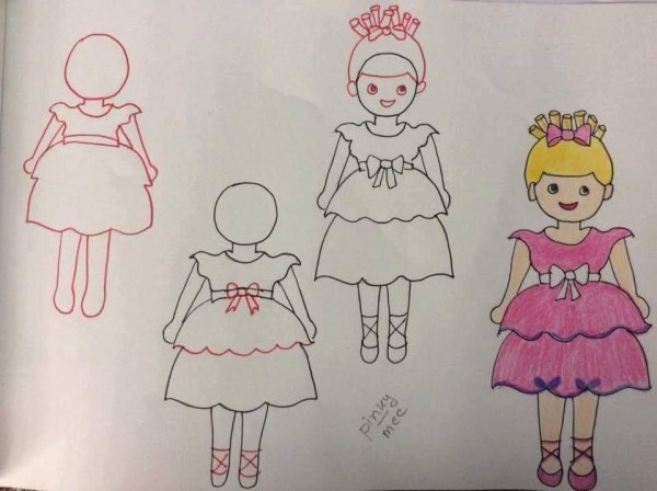 Рисование девочка винарядном платье старшая группа