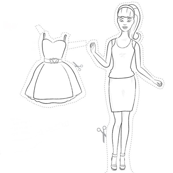 Трафарет куклы Барби