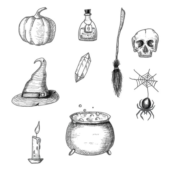 Атрибуты ведьмы скетч