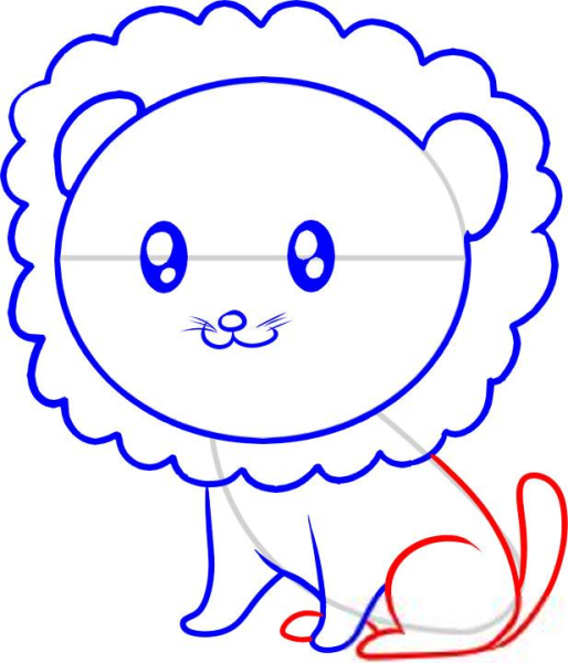 Львенок поэтапное рисование