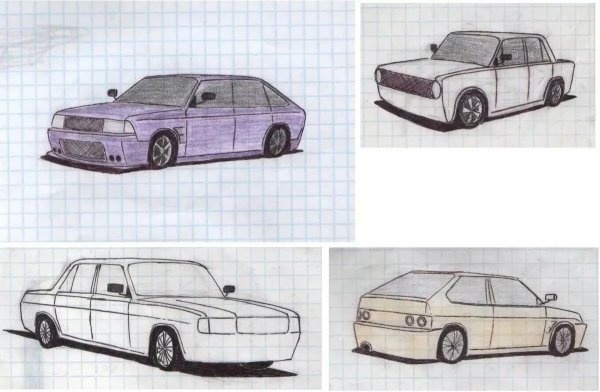 Нарисовать ВАЗ 2107 спереди