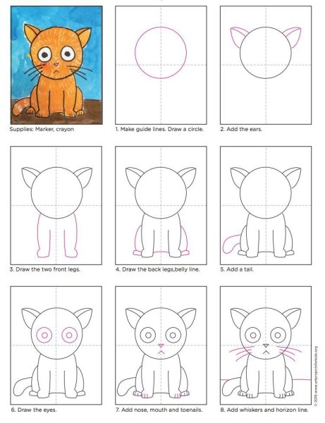 Лёгкий рисунок котика для срисовки