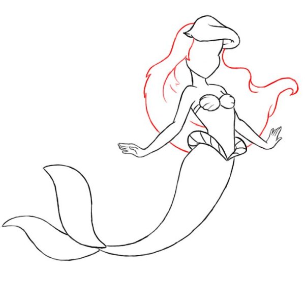 Русалка рисунок карандашом