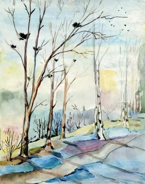 Весна рисунок карандашом