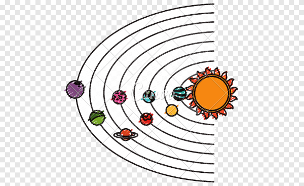 Планеты вокруг солнца на прозрачном фоне