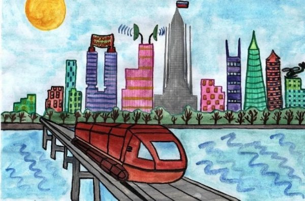 Рисование город будущего