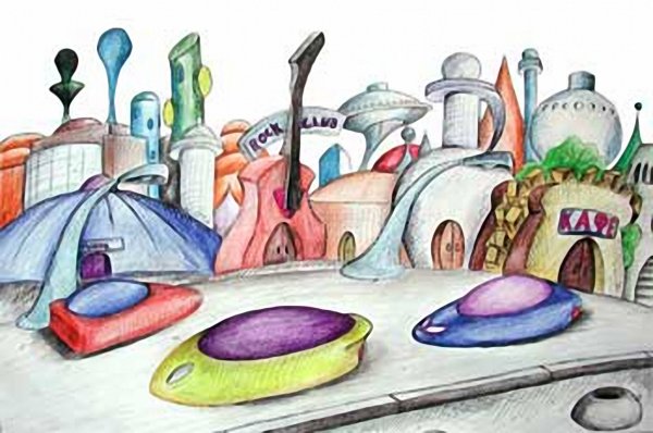 Рисование город будущего