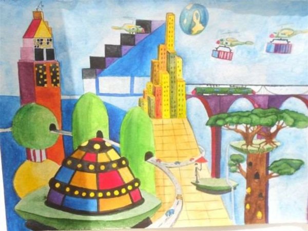 Город будущего карандашом