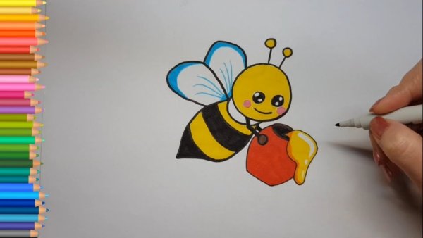 Поэтапное рисование пчелы для детей