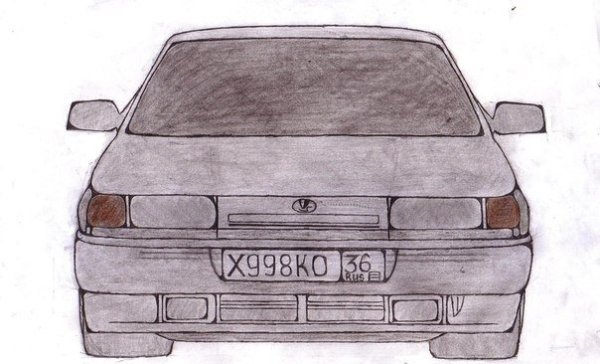Нарисовать ВАЗ 2114 сзади