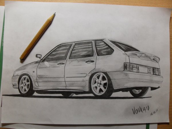 ВАЗ 2114 нарисовать сбоку