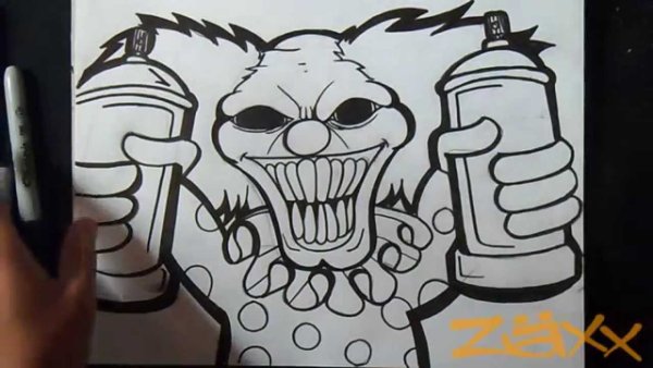 Граффити на бумаге баллончик