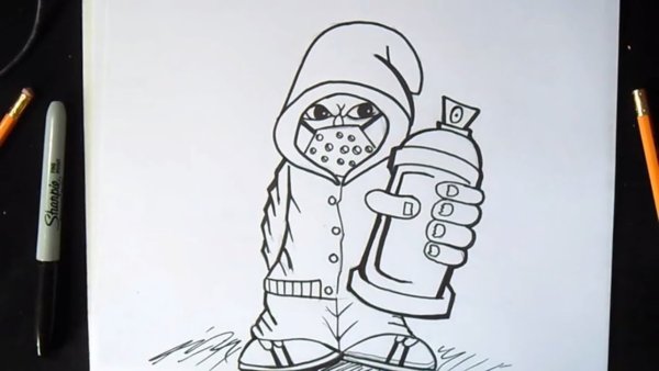 Баллончик с краской скетч