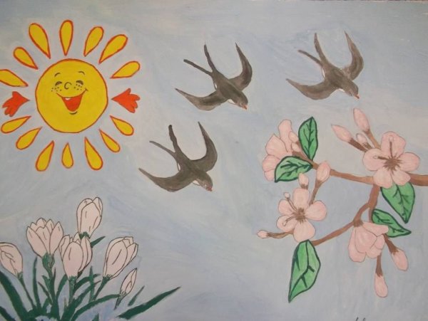 Весенний пейзаж карандашом