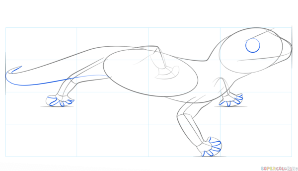 Ящерица рисунок карандашом