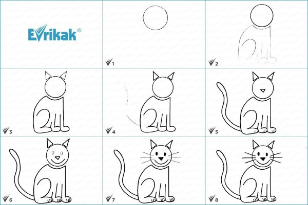 Кошки маленькие рисунки