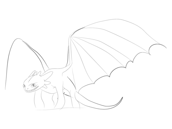 Поэтапное рисование дракона Беззубика