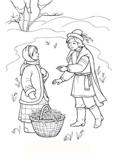 Двенадцать месяцев Маршак раскраска