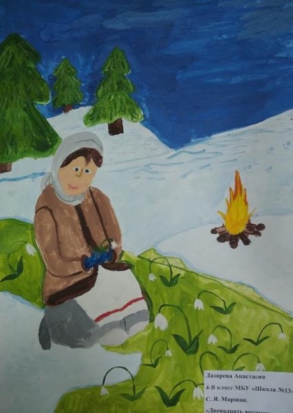 Детские рисунки к сказке 12 месяцев