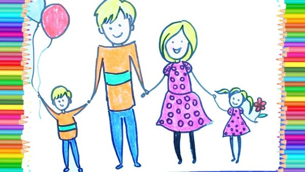 Рисунок семьи из 4 человек