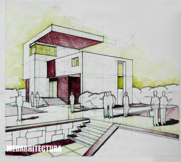 Современный дом в перспективе