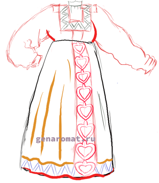 Набросок русского народного костюма