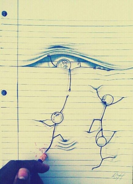 Зарисовки ручкой в тетради