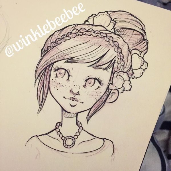 Рисунки для скетчбука лёгкие девочки