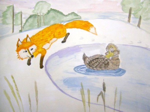 Рисунки детей к сказке серая шейка мамин Сибиряк