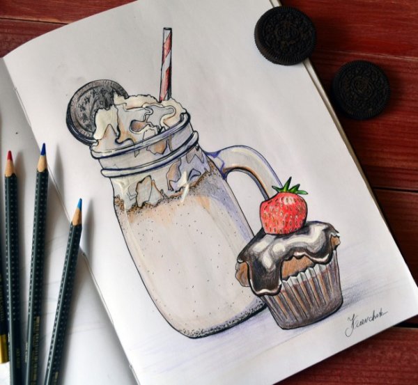 Рисунки для скетчбука лёгкие еда
