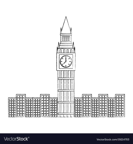 Биг Бен в Англии раскраска