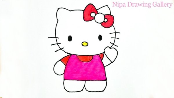 Китти рисунок карандашом