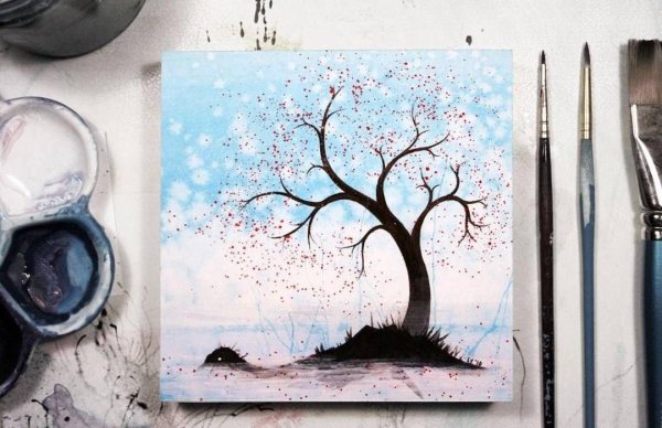 Рисунки красками легкие