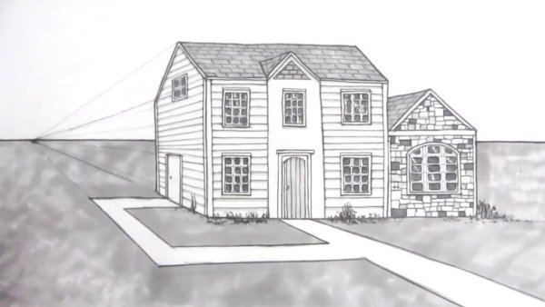 Нарисовать дом карандашом