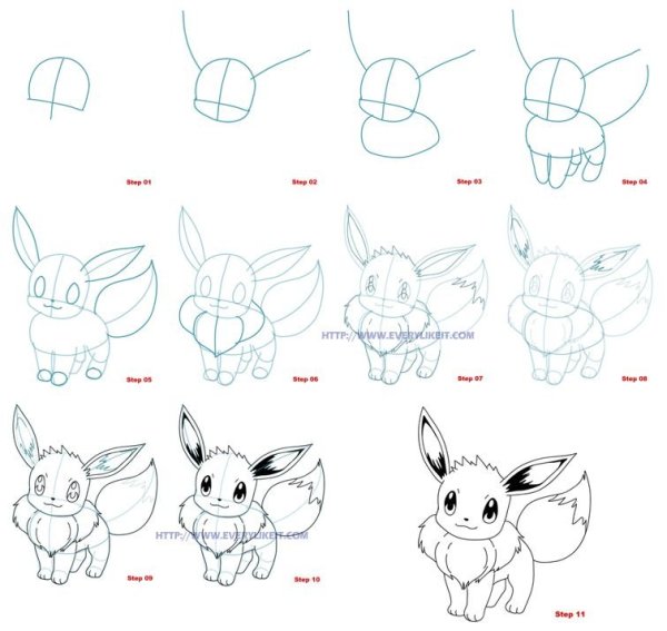 Покемон Пикачу для срисовки